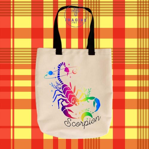 Tote bag taille m - sublimation - signe du scorpion - constellations - horoscope - galaxie - personnalisation