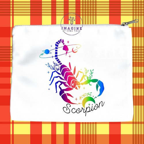 Trousse l - maquillage - sublimation - signe du scorpion - constellations - horoscope - galaxie - personnalisation