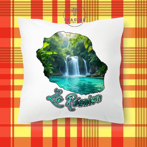 Taie personnalisé - lit - sommeil - sublimation - carte île de la réunion - cascade - paille en queue - 974 - personnalisation