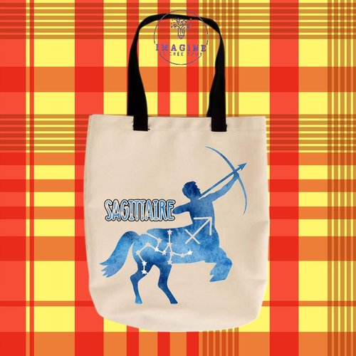 Tote bag taille m - sublimation - signe du sagittaire - galaxie - constellations - horoscope - astrologie
