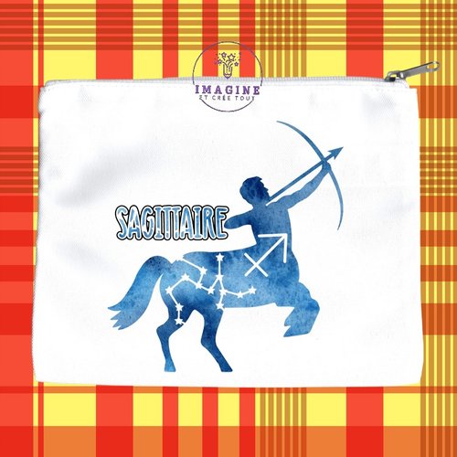 Trousse l - maquillage - sublimation - signe du sagittaire - galaxie - constellations - horoscope - astrologie