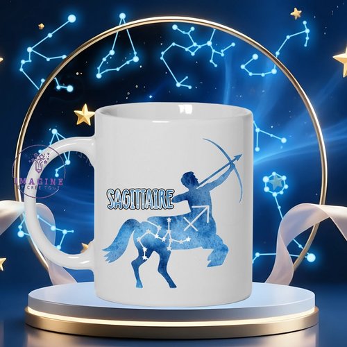 Mug - tasse - sublimation - signe du sagittaire - galaxie - constellations - horoscope - astrologie - personnalisation
