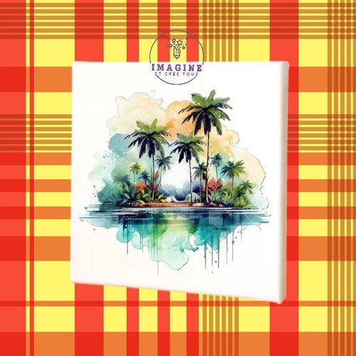 Tableau mural - canvas - sublimation - paysage tropical - impression infusible ink - cocotiers - décoration - toile