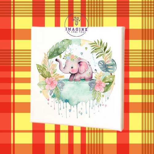 Tableau mural - sublimation -  impression infusible ink - toile - canvas - watercolor - baby shower - chambre bébé