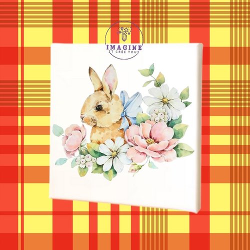 Tableau mural - sublimation -  impression infusible ink - toile - canvas - rabbit - lapin - bunny - chambre bébé