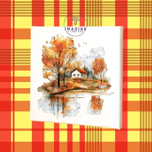 Tableau mural - sublimation -  impression infusible ink - toile - canvas - watercolor - autumn - automne - paysage