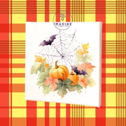 Tableau mural - sublimation -  impression infusible ink - toile - canvas - halloween - autumn - bats - chauve souris