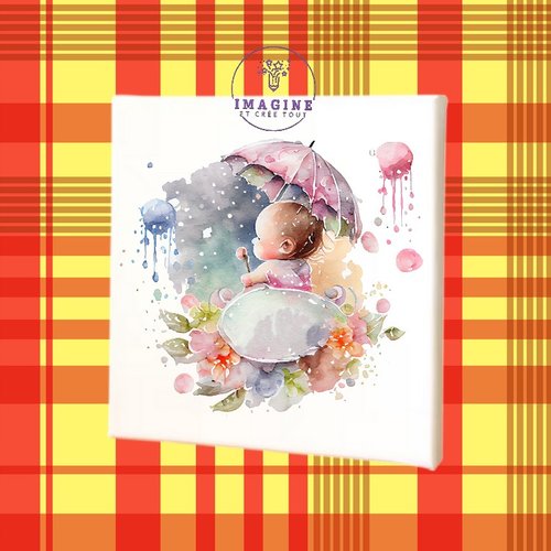 Tableau mural - sublimation -  impression infusible ink - toile - canvas - watercolor - baby shower - chambre bébé