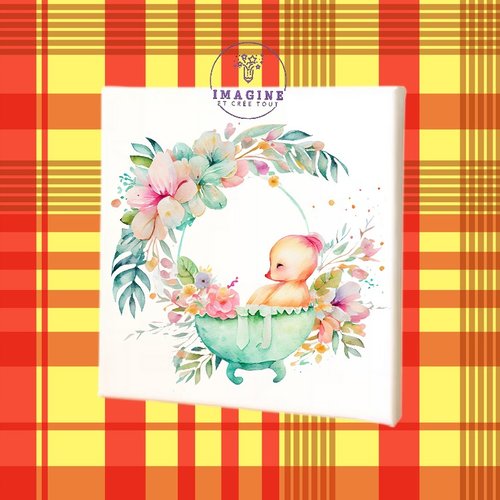 Tableau mural - sublimation -  impression infusible ink - toile - canvas - petite princesse - watercolor - baby - bébé