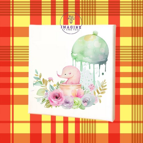 Tableau mural - sublimation -  impression infusible ink - toile - canvas - watercolor - baby shower - art - chambre bébé