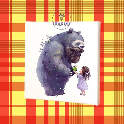 Tableau mural - sublimation -  impression infusible ink - toile - canvas - totoro - animé - watercolor - chambre fille