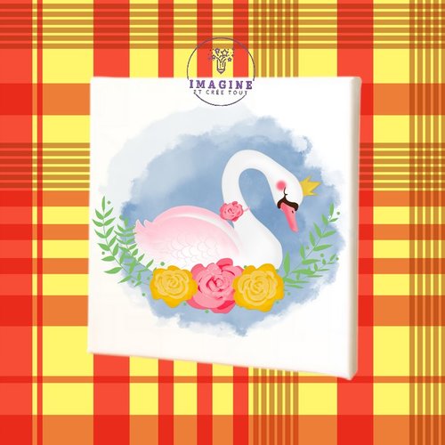 Tableau mural - sublimation -  impression infusible ink - toile - canvas - flower - fleurs - élégance - cygne - swan - style