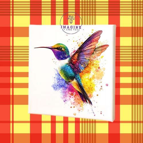 Tableau mural - sublimation -  impression infusible ink - toile - canvas - colibri  - hummingbird - tropique - colorful