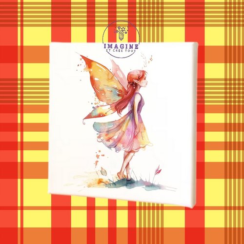 Tableau mural - sublimation -  impression infusible ink - toile - canvas - adorable fairy - féé - chambre fille - aquarelle