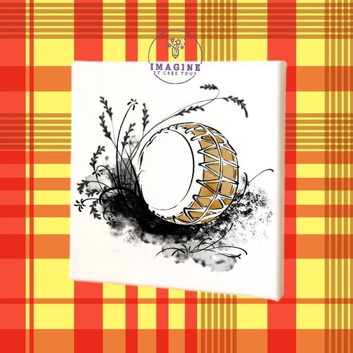 Tableau mural - sublimation -  impression infusible ink - toile - canvas - musique - instrument - tambour - watercolor