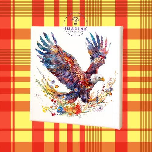 Tableau mural - sublimation -  impression infusible ink - toile - canvas - majestueux  - aigle - peinture - painting - rapace