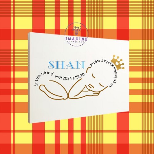 Tableau mural - sublimation -  impression infusible ink - toile - canvas - naissance baby boy - bébé garçon avec prénom