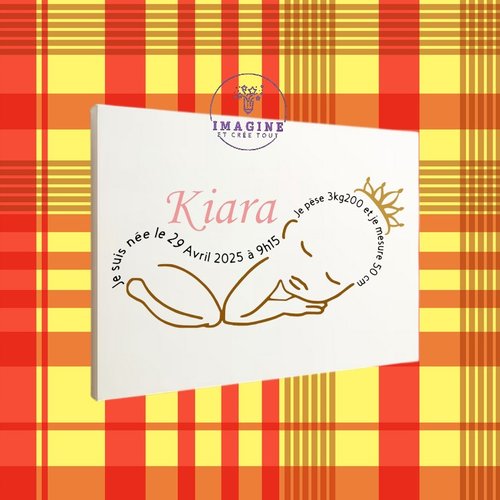 Tableau mural - sublimation -  impression infusible ink - toile - canvas - naissance baby girl - bébé fille avec prénom