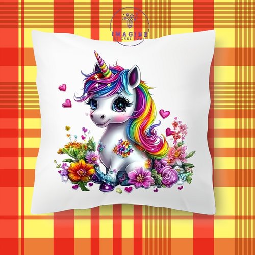 Taie personnalisé - lit - sommeil - sublimation - impression infusible ink - toile - canvas - adorable unicorn - rainbow