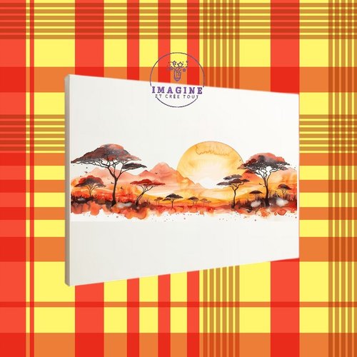 Tableau mural - sublimation -  impression infusible ink - toile - canvas - afrique - africa - acacia - savane - watercolor