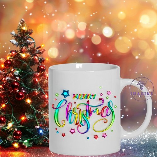 Mug - tasse - sublimation - impression infusible ink - merry christmas - mettalic text - joyeux noël - texte métallique