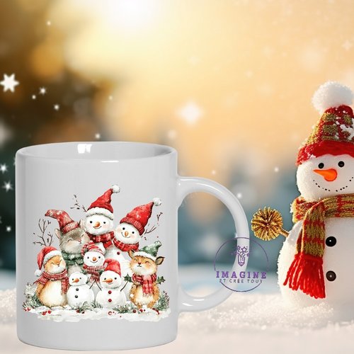 Mug - tasse - sublimation - impression infusible ink - animals - snowmen - animaux - bonhommes de neige - christmas
