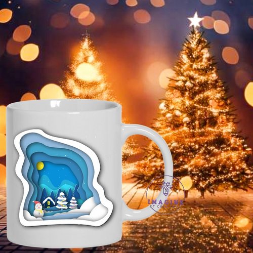 Mug - tasse - sublimation - impression infusible ink - winter - forest - forêt - joyeux noël - merry christmas - sapins