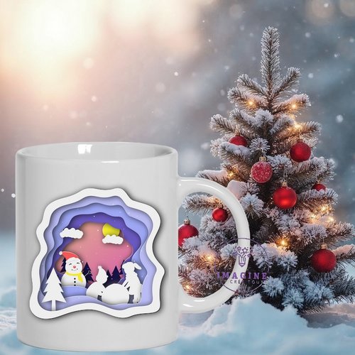 Mug - tasse - sublimation - impression infusible ink - christmas - enfants - boule de neige - sapin - snowman - hiver