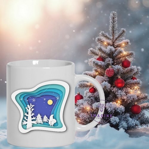 Mug - tasse - sublimation - impression infusible ink - winter - forest - hiver - forêt  - père noël - santa - guirlandes