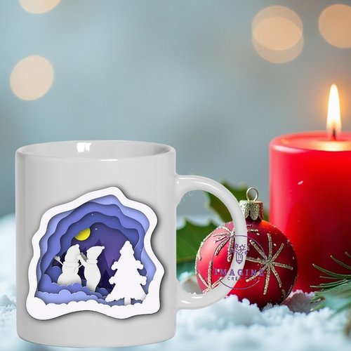 Mug - tasse - sublimation - impression infusible ink - winter - forest - hiver - forêt  - children - enfant - neige - sapin