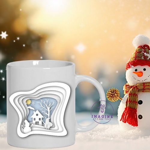 Mug - tasse - sublimation - impression infusible ink - winter - forest - hiver - forêt  - père noël - santa - cadeaux