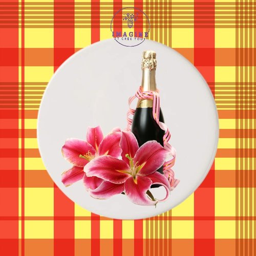 Sous verre en céramique - sublimation - impression infusible ink - champagne - festivités - fêtes - bouteille