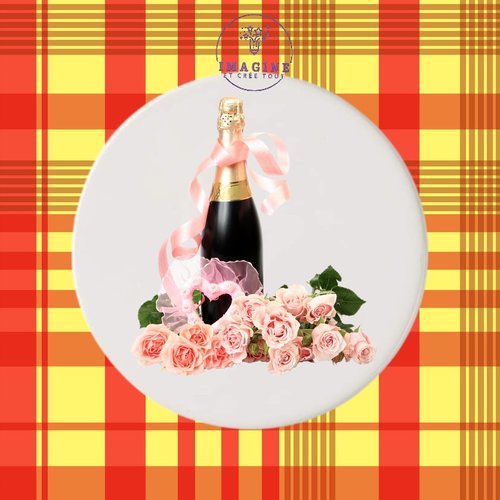 Sous verre en céramique - sublimation - impression infusible ink - champagne - festivités - fêtes - bouteille - bottle