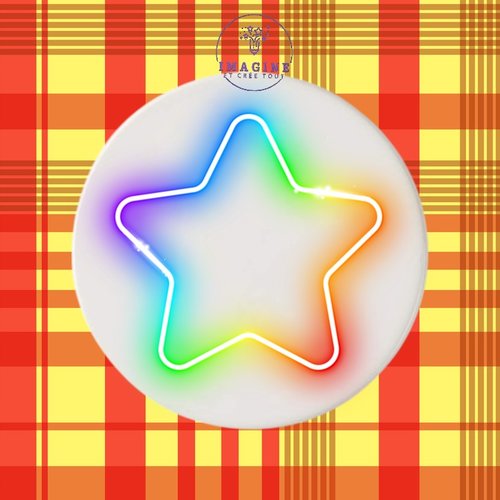 Sous verre en céramique - sublimation - impression infusible ink - néon - rainbow - arc en ciel - star - étoile