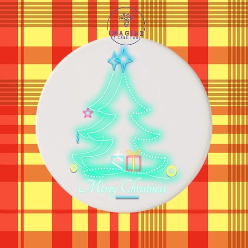 Sous verre en céramique - sublimation - impression infusible ink - merry christmas - néon - sapin - guirlandes - déco