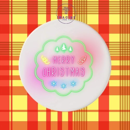 Sous verre en céramique - sublimation - impression infusible ink - merry christmas - néon - flocons de neige - sapins