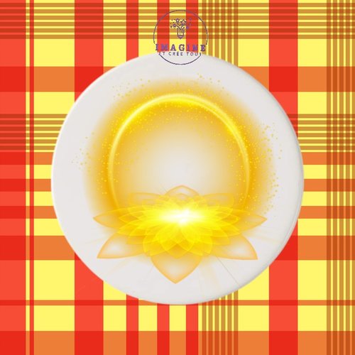 Sous verre en céramique - sublimation - impression infusible ink - lotus - light - effect - abstract - lumineux - jaune