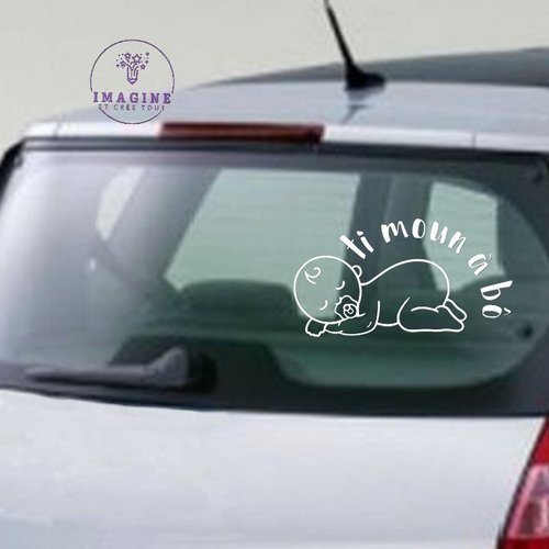 Sticker - ti moun à bô - nourrison - baby - bébé - tétine - sticker inversé - pose vitre intérieure - vinyle blanc permanent