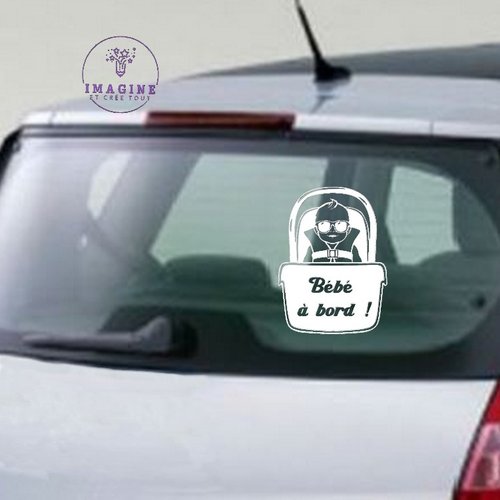 Sticker - bébé à bord - maksy cosy - nourrison - baby - sticker inversé - pose vitre intérieure - vinyle blanc permanent