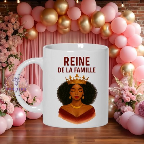 Mug - tasse - sublimation - impression infusible ink - reine de la famille - queen - couronne - maman - anniversaire