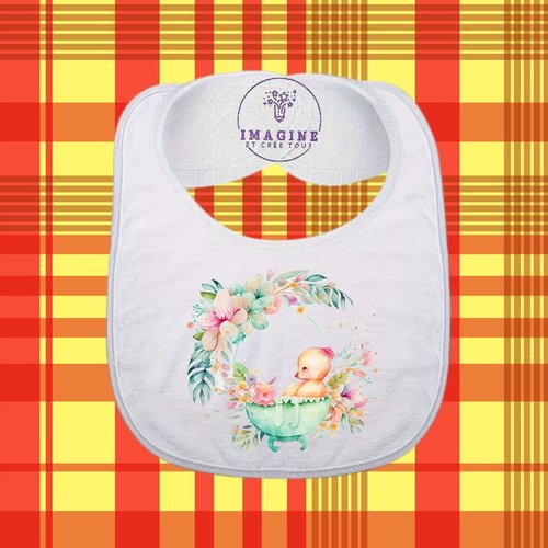 Bavoir - sublimation - impression infusible ink - little princess - une petite princesse - watercolor - baby - aquarelle