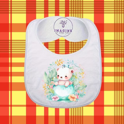 Bavoir - sublimation - impression infusible ink - beautiful watercolor - cute baby shower - bébé - fleurs - personnalisation