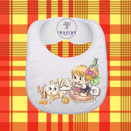 Bavoir - sublimation - impression infusible ink - lovely baby - alphabet - fairy - chenille - personnalisation