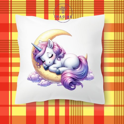 Taie personnalisé - lit - sommeil - sublimation - impression infusible ink - unicorn - lune - nuages - moon