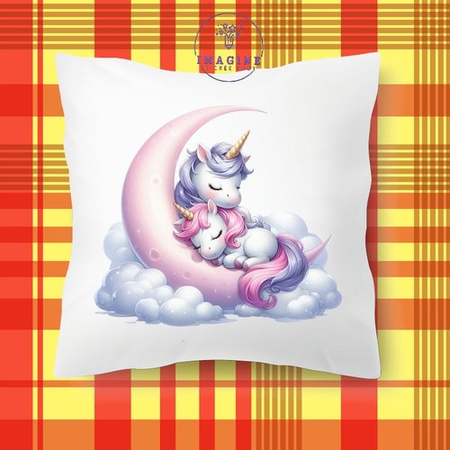 Taie personnalisé - lit - sommeil - sublimation - impression infusible ink - cute unicorn - lune - nuages - baby - bébé