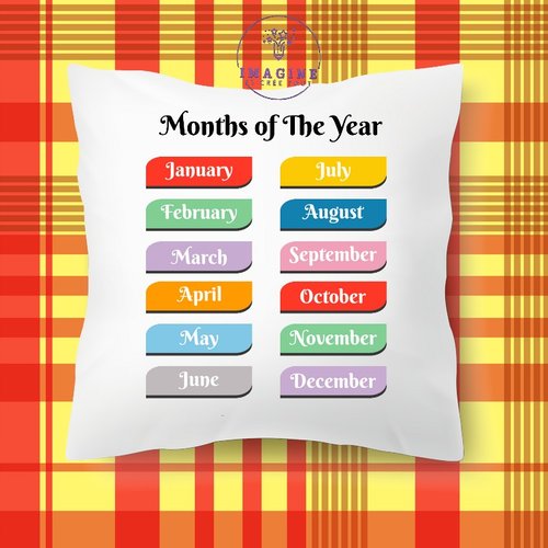 Taie personnalisé - lit - sommeil - sublimation - impression infusible ink - les mois de l'année en anglais - éducatif