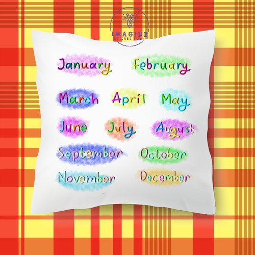 Taie personnalisé - lit - sommeil - sublimation - impression infusible ink - les mois de l'année en anglais - éducatif