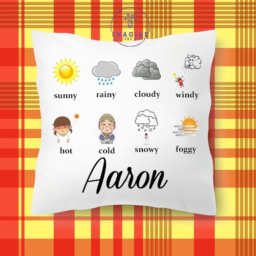 Taie personnalisé - lit - sommeil - sublimation - impression infusible ink - la météo en anglais - apprentissage - éducatif
