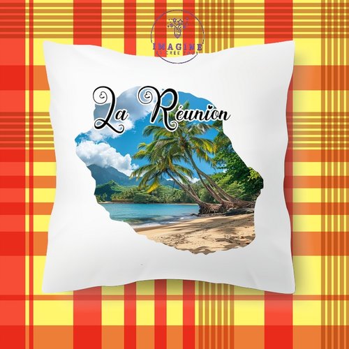 Taie personnalisé - lit - sommeil - sublimation - impression infusible ink - carte île de la réunion - plage - 974 - palmiers