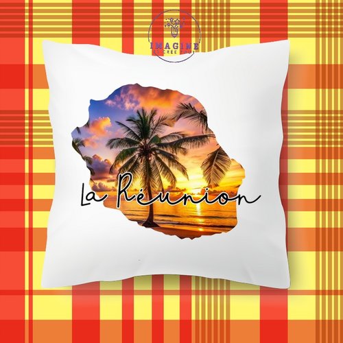 Taie personnalisé - lit - sommeil - sublimation - impression infusible ink - carte île de la réunion - couché soleil - 974